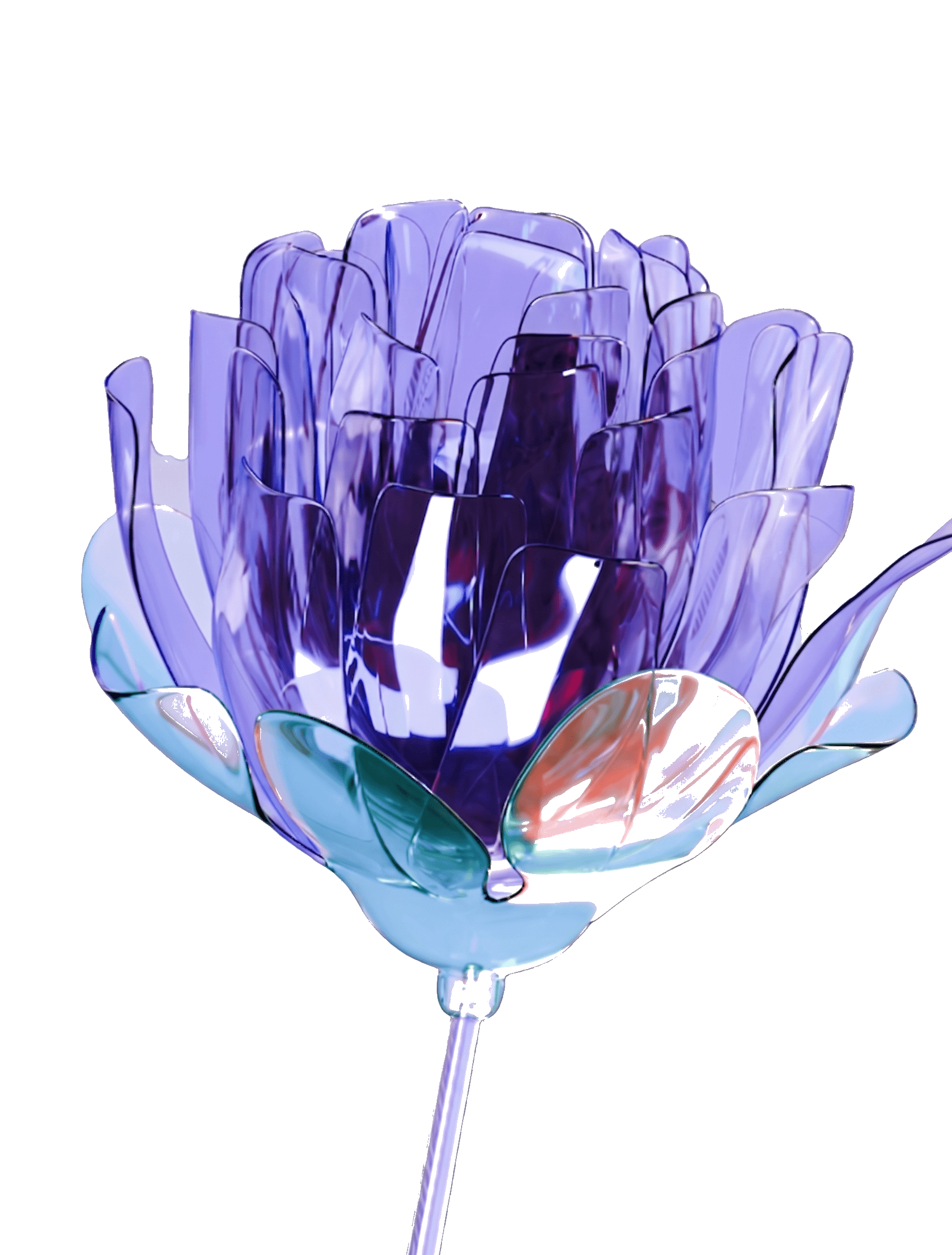 Crystalline glass flower